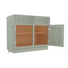 Craftsman Lily Green Shaker Sink Base Cabinet 39"W Cleveland - Town Sell Cabinets