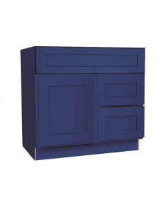 Navy Blue Shaker Vanity Sink Base Drawer Right Cabinet 30"W Cleveland - Town Sell Cabinets