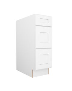 Summit Shaker White Three Drawer Base Cabinet 12" Cleveland - Town Sell Cabinets