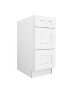 Summit Shaker White Three Drawer Base Cabinet 15" Cleveland - Town Sell Cabinets