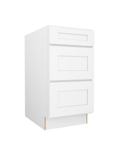 Summit Shaker White Three Drawer Base Cabinet 18" Cleveland - Town Sell Cabinets