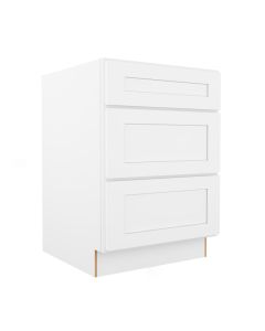 Summit Shaker White Three Drawer Base Cabinet 24" Cleveland - Town Sell Cabinets