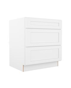 Summit Shaker White Three Drawer Base Cabinet 30" Cleveland - Town Sell Cabinets