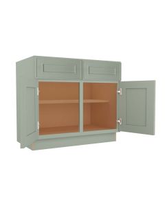 Craftsman Lily Green Shaker Sink Base Cabinet 39"W Cleveland - Town Sell Cabinets