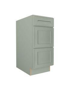 Craftsman Lily Green Shaker Drawer Base Cabinet 15" Cleveland - Town Sell Cabinets