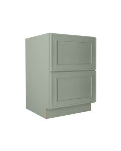 Craftsman Lily Green Shaker 2 Drawer Base Cabinet 24" Cleveland - Town Sell Cabinets