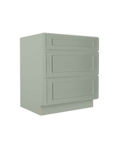 Craftsman Lily Green Shaker Drawer Base Cabinet 30" Cleveland - Town Sell Cabinets