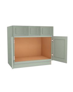 Craftsman Lily Green Shaker Vanity Sink Base Cabinet with Drawers 42" Cleveland - Town Sell Cabinets