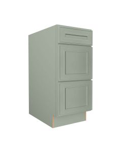 Craftsman Lily Green Shaker Vanity Drawer Base Cabinet 15" Cleveland - Town Sell Cabinets