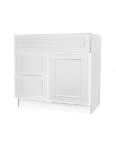 Craftsman White Shaker Vanity Sink Base Drawer Left Cabinet 30" Cleveland - Town Sell Cabinets