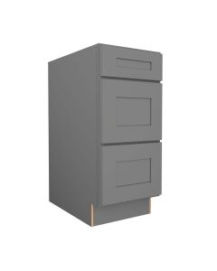 Grey Shaker Elite Three Drawer Base Cabinet 15" Cleveland - Town Sell Cabinets