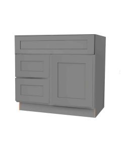 Grey Shaker Elite Vanity Sink Base Drawer Left Cabinet 30"W Cleveland - Town Sell Cabinets